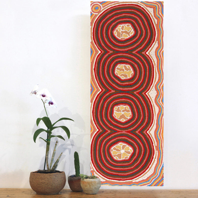 Aboriginal Artwork by Sabrina Nungarrayi Gibson, Wirnpa Jukurrpa (Lightning Dreaming), 76x30cm