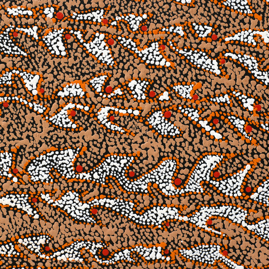 Aboriginal Artwork by Sabrina Nangala Robertson, Ngapa Jukurrpa (Water Dreaming) - Pirlinyarnu, 76x46cm
