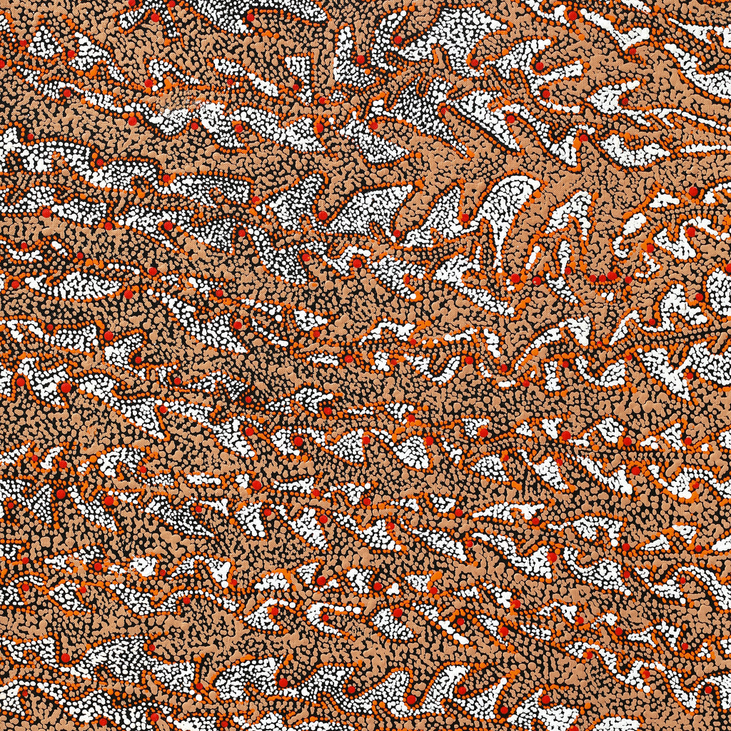 Aboriginal Artwork by Sabrina Nangala Robertson, Ngapa Jukurrpa (Water Dreaming) - Pirlinyarnu, 76x46cm