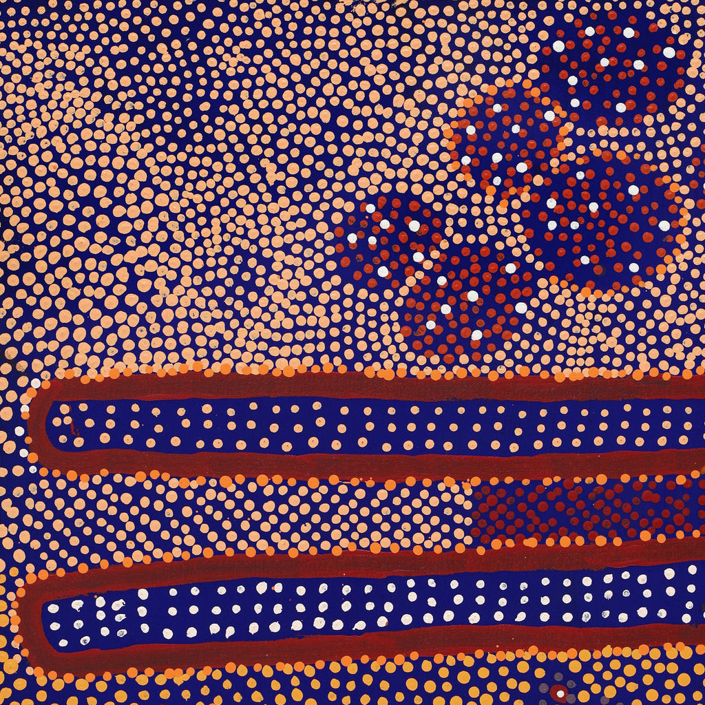 Aboriginal Art by Samuel Jampijinpa Collins, Ngapa Jukurrpa (Water Dreaming) - Puyurru, 61x46cm - ART ARK®