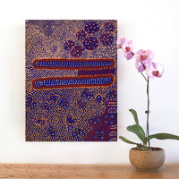 Aboriginal Artwork by Samuel Jampijinpa Collins, Ngapa Jukurrpa (Water Dreaming) - Puyurru, 61x46cm