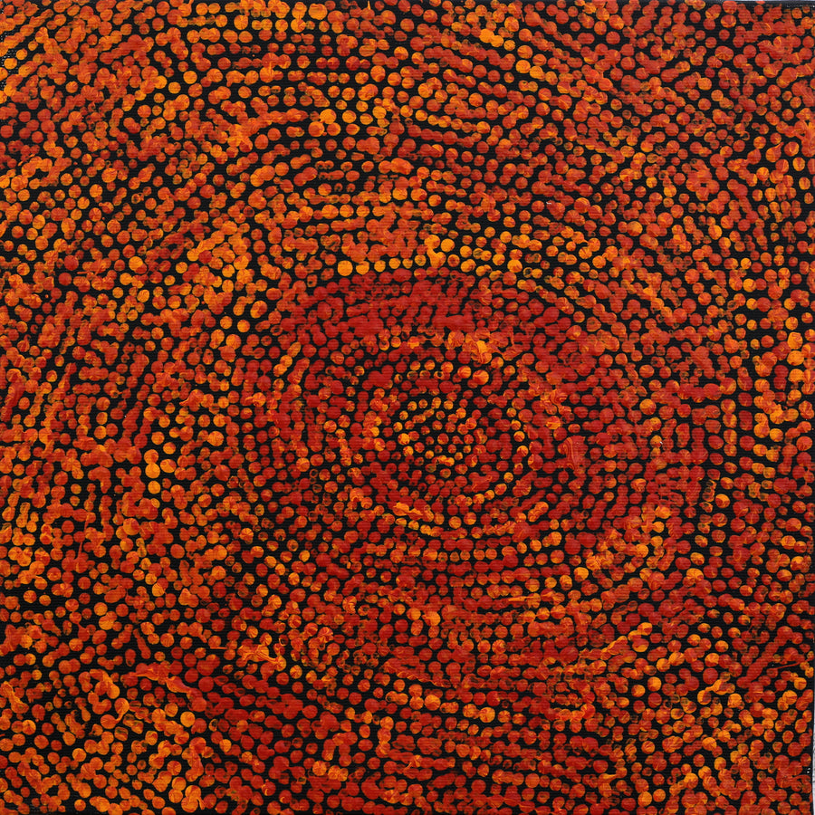Aboriginal Artwork by Sarah Napurrurla Leo, Ngapa Jukurrpa (Water Dreaming) - Puyurru, 30x30cm