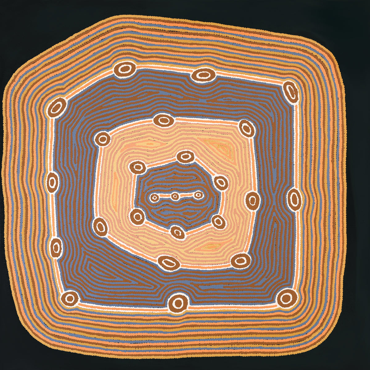 Aboriginal Artwork by Sabrina Nungarrayi Gibson, Wirnpa Jukurrpa (Lightning Dreaming), 91x91cm