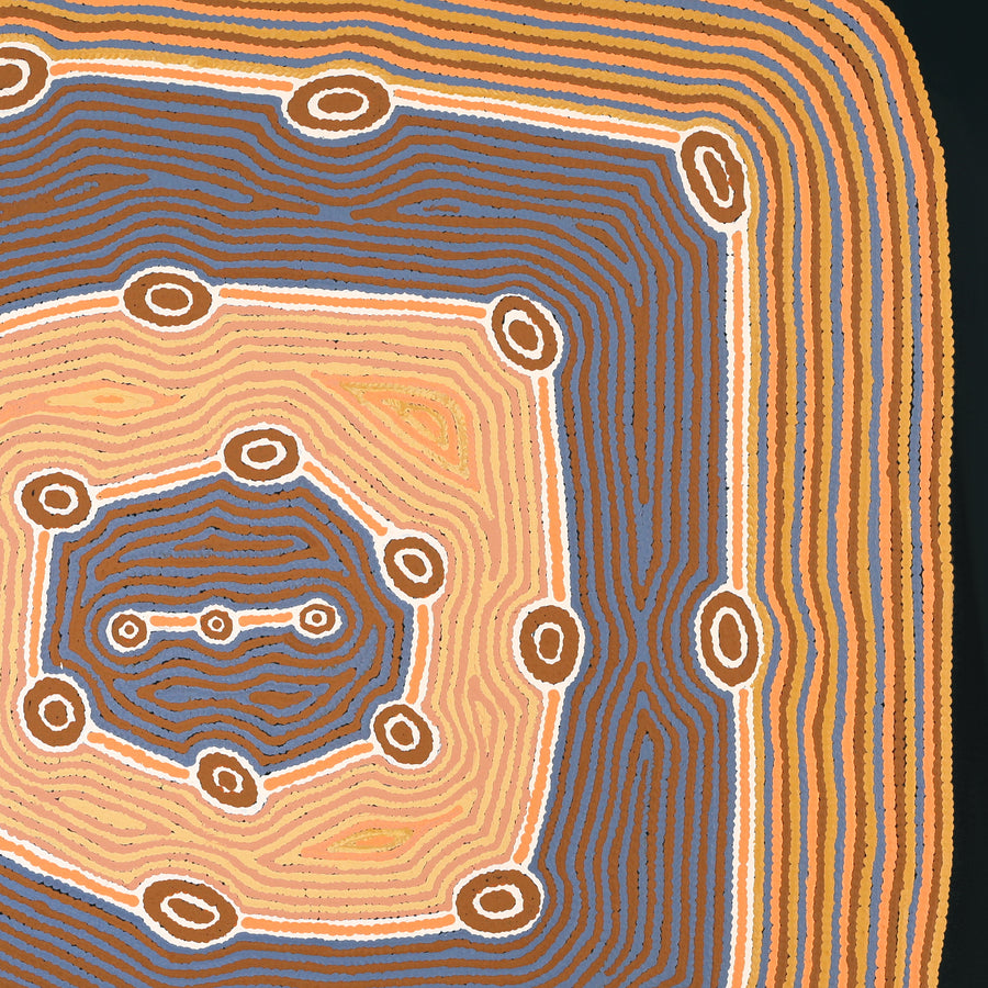 Aboriginal Artwork by Sabrina Nungarrayi Gibson, Wirnpa Jukurrpa (Lightning Dreaming), 91x91cm