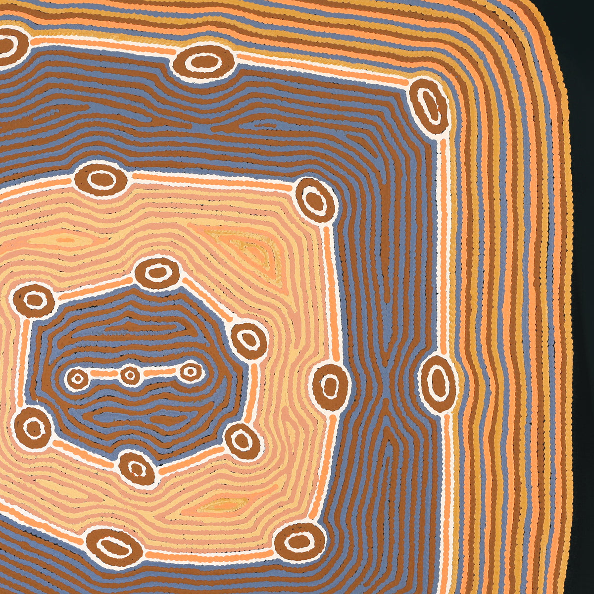 Aboriginal Artwork by Sabrina Nungarrayi Gibson, Wirnpa Jukurrpa (Lightning Dreaming), 91x91cm