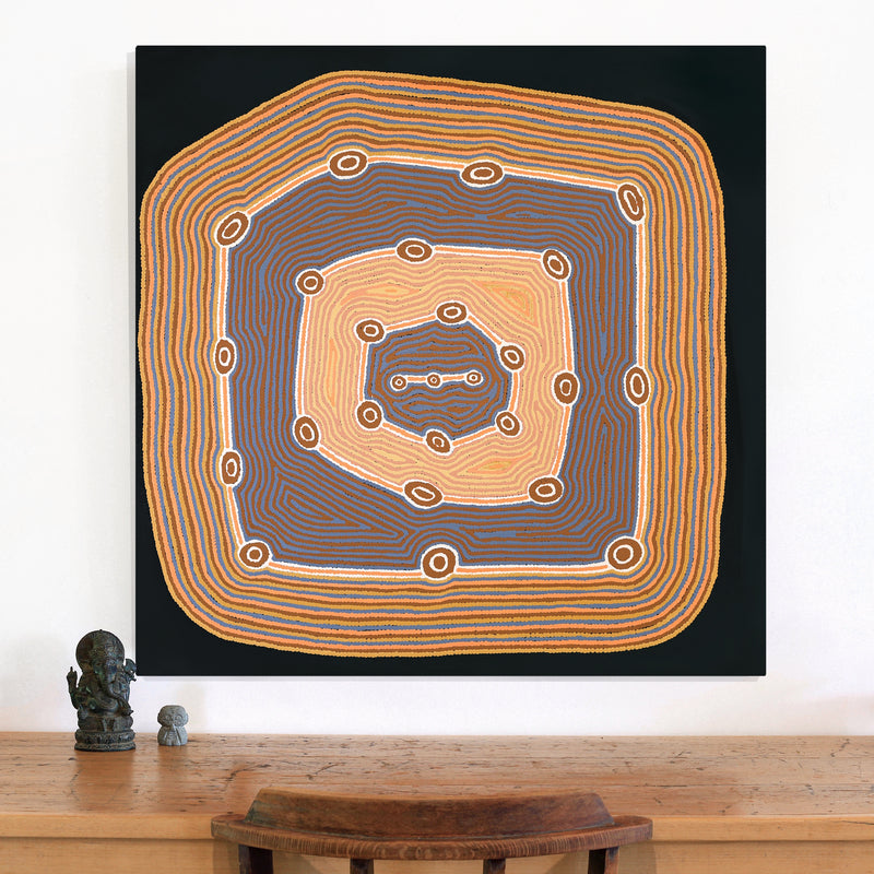 Aboriginal Artwork by Sabrina Nungarrayi Gibson, Wirnpa Jukurrpa (Lightning Dreaming), 91x91cm