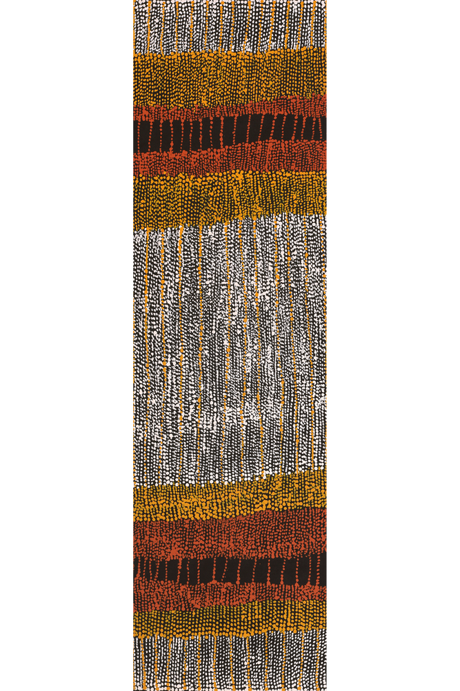 Aboriginal Artwork by Sabrina Nangala Robertson, Ngapa Jukurrpa (Water Dreaming) - Pirlinyarnu, 107x30cm