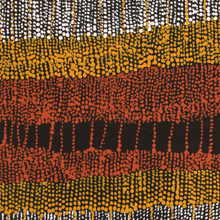 Aboriginal Artwork by Sabrina Nangala Robertson, Ngapa Jukurrpa (Water Dreaming) - Pirlinyarnu, 107x30cm