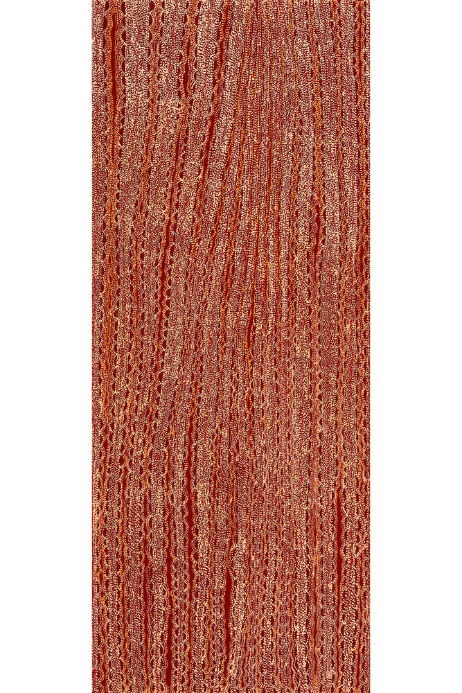 Aboriginal Artwork by Sabrina Nangala Robertson, Ngapa Jukurrpa (Water Dreaming) - Pirlinyarnu, 152x61cm