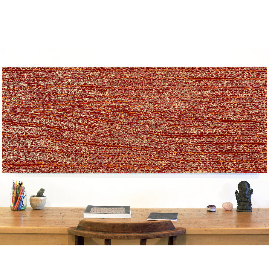 Aboriginal Artwork by Sabrina Nangala Robertson, Ngapa Jukurrpa (Water Dreaming) - Pirlinyarnu, 152x61cm