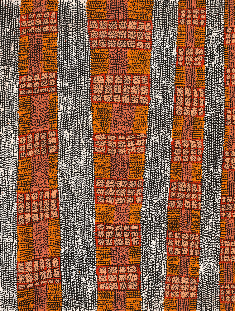 Aboriginal Artwork by Sabrina Nangala Robertson, Ngapa Jukurrpa (Water Dreaming) - Pirlinyarnu, 61x46cm