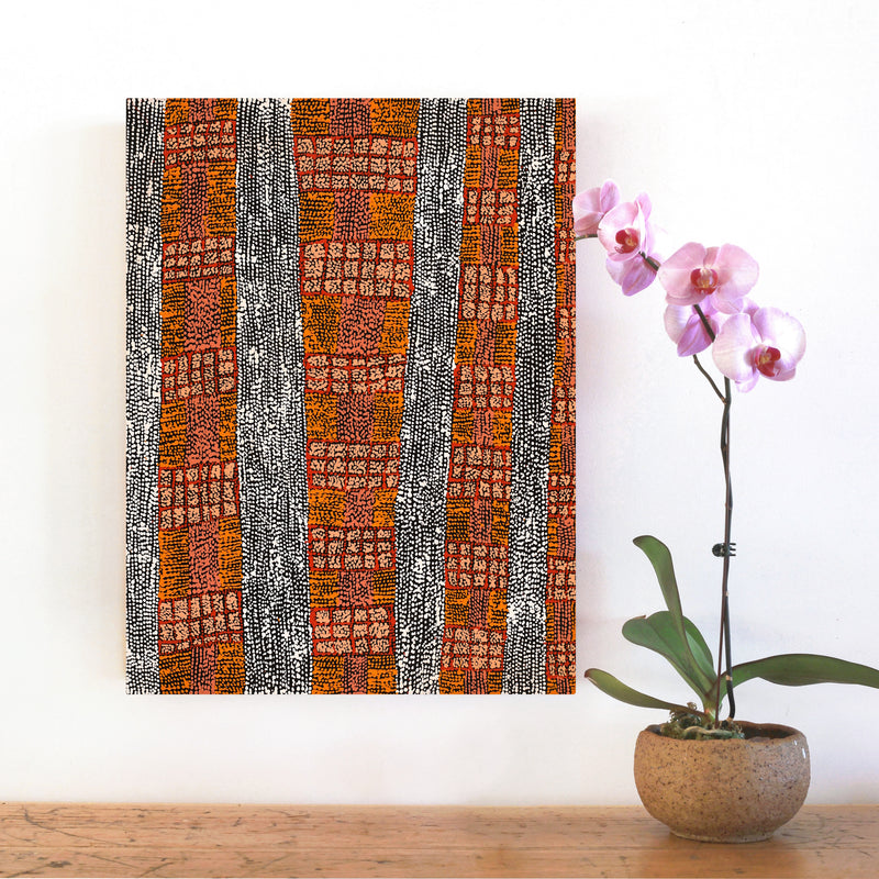 Aboriginal Artwork by Sabrina Nangala Robertson, Ngapa Jukurrpa (Water Dreaming) - Pirlinyarnu, 61x46cm