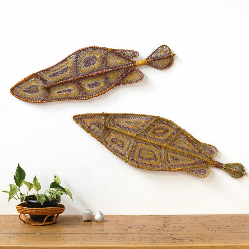Aboriginal Artwork by Samantha Malkudja, Birlmu or Namarnkorl (Barramundi), Pair