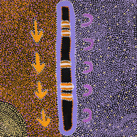 Aboriginal Artwork by Samuel Jampijinpa Collins, Yankirri Jukurrpa (Emu Dreaming), 61x61cm