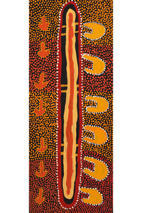Aboriginal Artwork by Samuel Jampijinpa Collins, Yankirri Jukurrpa (Emu Dreaming), 76x30cm
