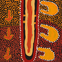 Aboriginal Artwork by Samuel Jampijinpa Collins, Yankirri Jukurrpa (Emu Dreaming), 76x30cm