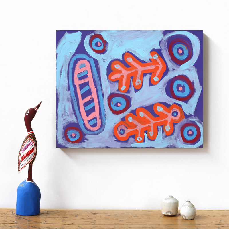 Aboriginal Artwork by Saraeva Napangardi Marshall, Mina Mina Dreaming - Ngalyipi, 50x40cm