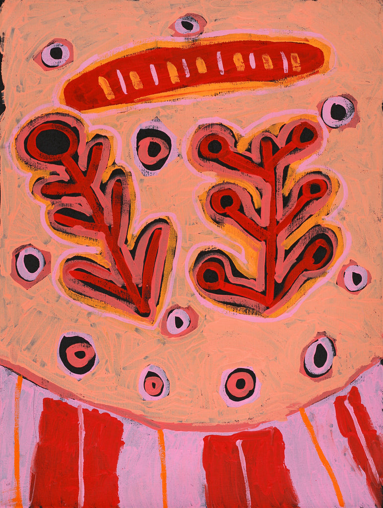 Aboriginal Artwork by Saraeva Napangardi Marshall, Mina Mina Dreaming, 61x46cm