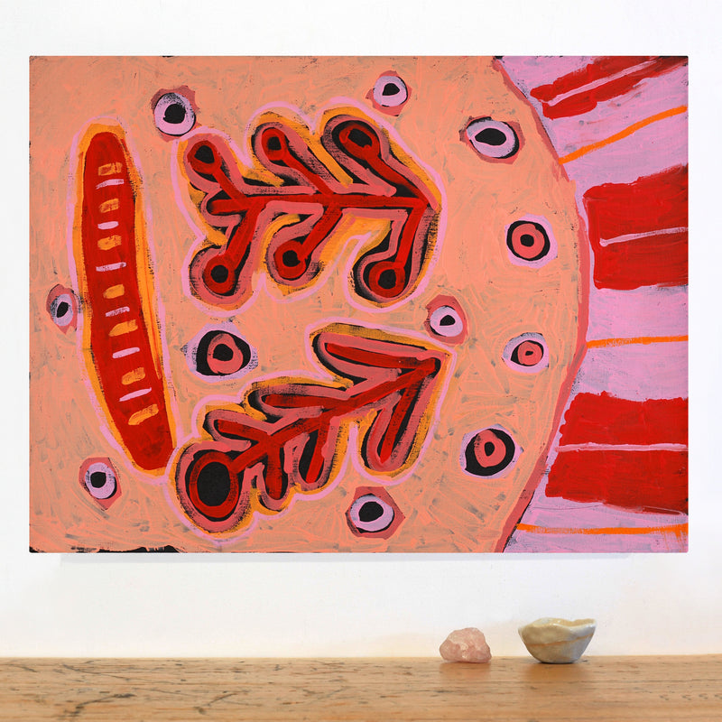 Aboriginal Artwork by Saraeva Napangardi Marshall, Mina Mina Dreaming, 61x46cm