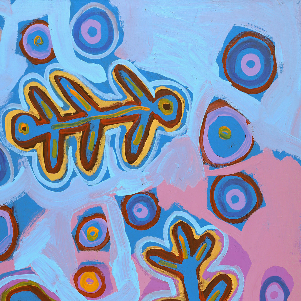 Aboriginal Artwork by Saraeva Napangardi Marshall, Mina Mina Dreaming - Ngalyipi, 91x61cm