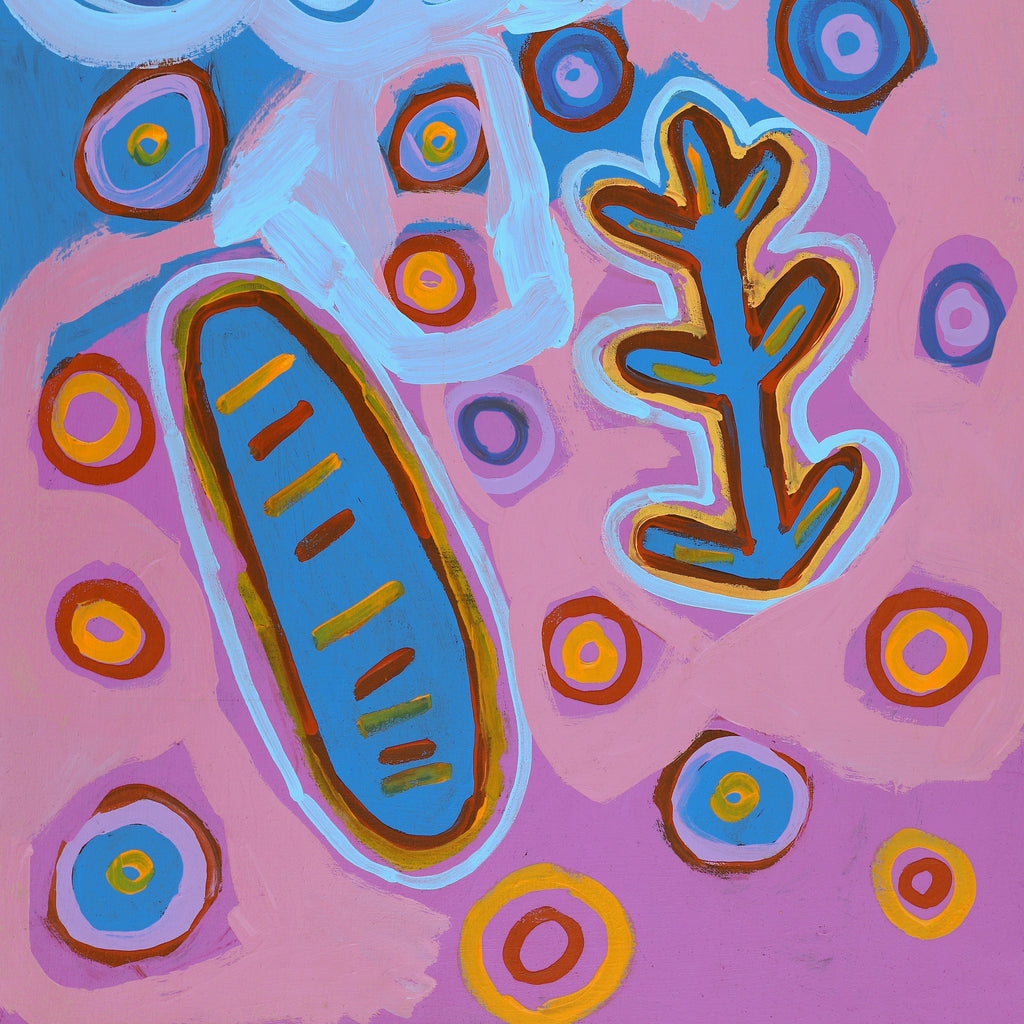 Aboriginal Artwork by Saraeva Napangardi Marshall, Mina Mina Dreaming - Ngalyipi, 91x61cm