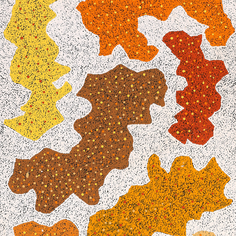 Aboriginal Artwork by Sarah-Jane Nampijinpa Singleton, Yankirri Jukurrpa (Emu Dreaming) - Ngarlikirlangu, 152x61cm