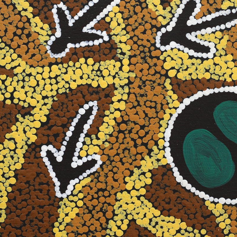 Aboriginal Artwork by Sarah-Jane Nampijinpa Singleton, Yankirri Jukurrpa (Emu Dreaming) - Ngarlikurlangu, 30x30cm