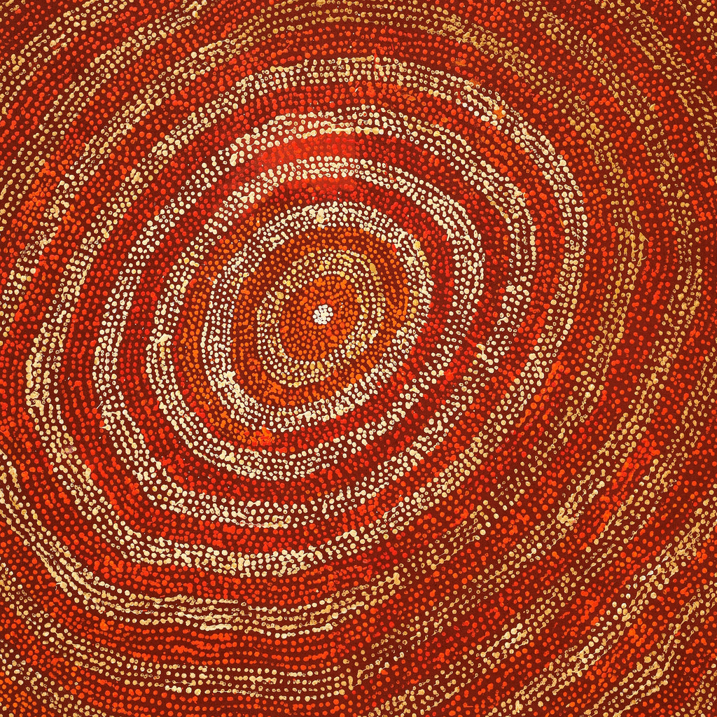 Aboriginal Artwork by Sarah Napurrurla Leo, Ngapa Jukurrpa (Water Dreaming) - Puyurru, 76x61cm