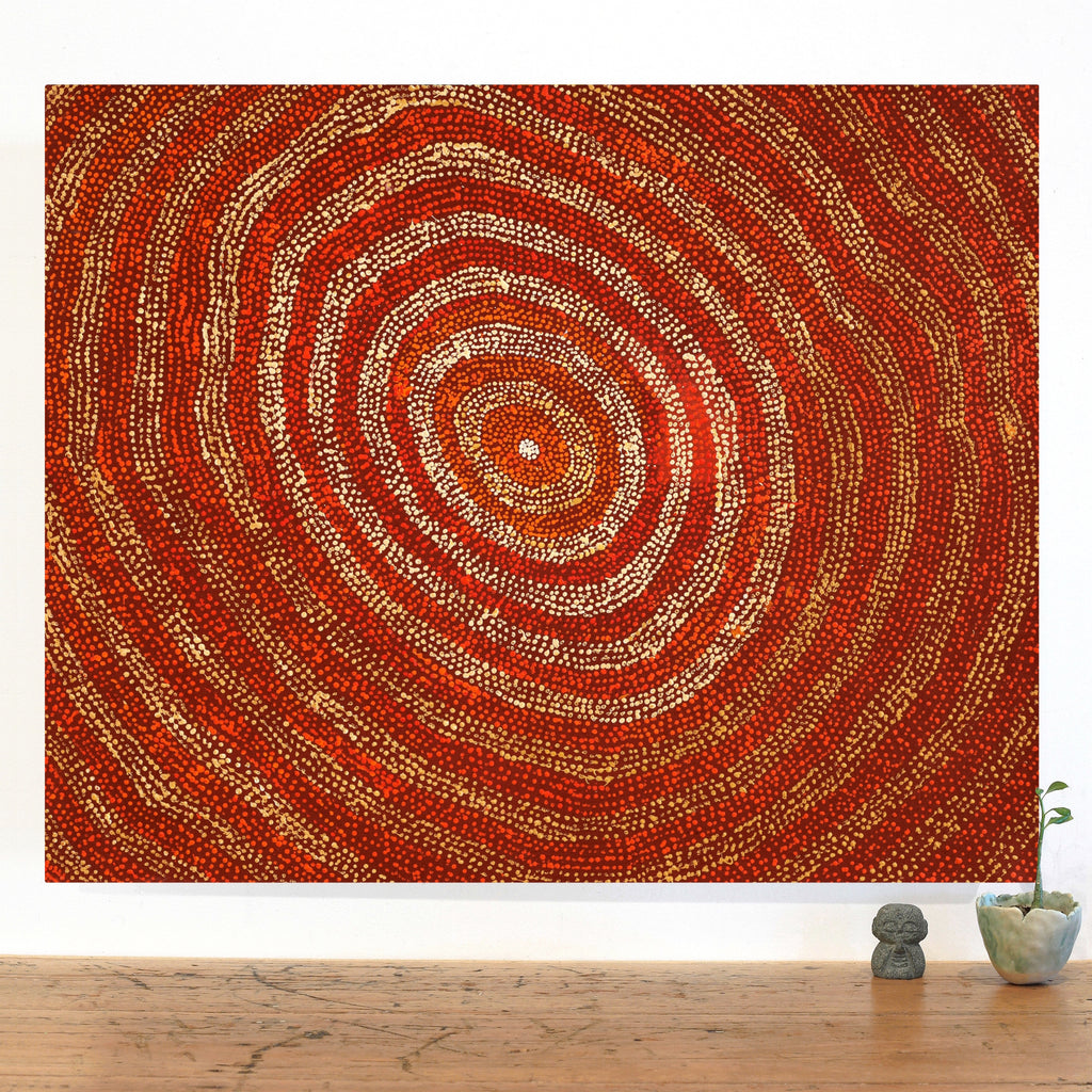 Aboriginal Artwork by Sarah Napurrurla Leo, Ngapa Jukurrpa (Water Dreaming) - Puyurru, 76x61cm