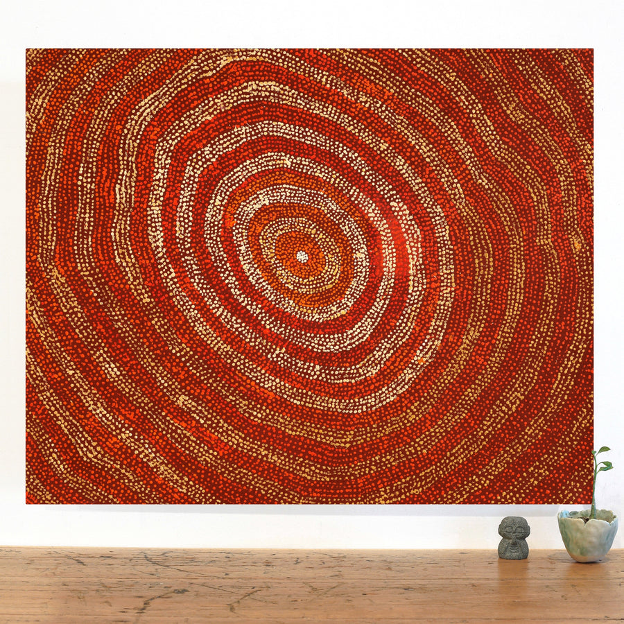 Aboriginal Artwork by Sarah Napurrurla Leo, Ngapa Jukurrpa (Water Dreaming) - Puyurru, 76x61cm