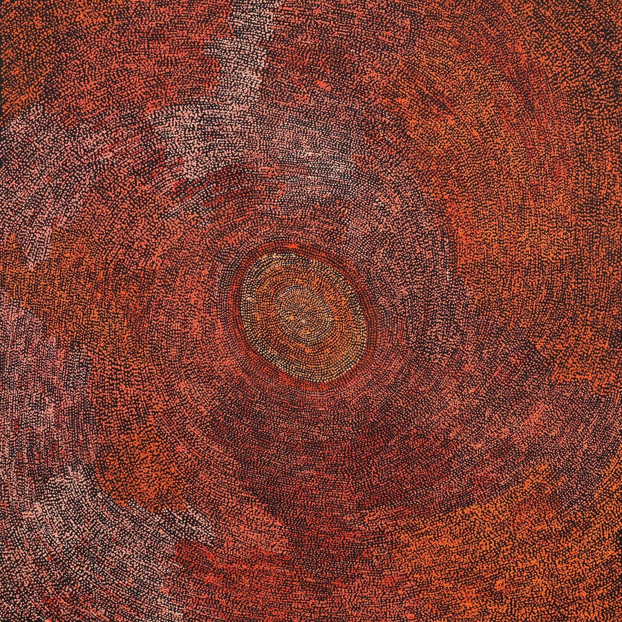 Aboriginal Artwork by Sarah Napurrurla Leo, Ngapa Jukurrpa (Water Dreaming) - Puyurru, 122x122cm