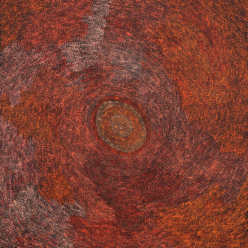 Aboriginal Artwork by Sarah Napurrurla Leo, Ngapa Jukurrpa (Water Dreaming) - Puyurru, 122x122cm