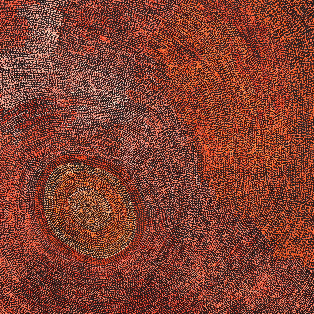 Aboriginal Artwork by Sarah Napurrurla Leo, Ngapa Jukurrpa (Water Dreaming) - Puyurru, 122x122cm