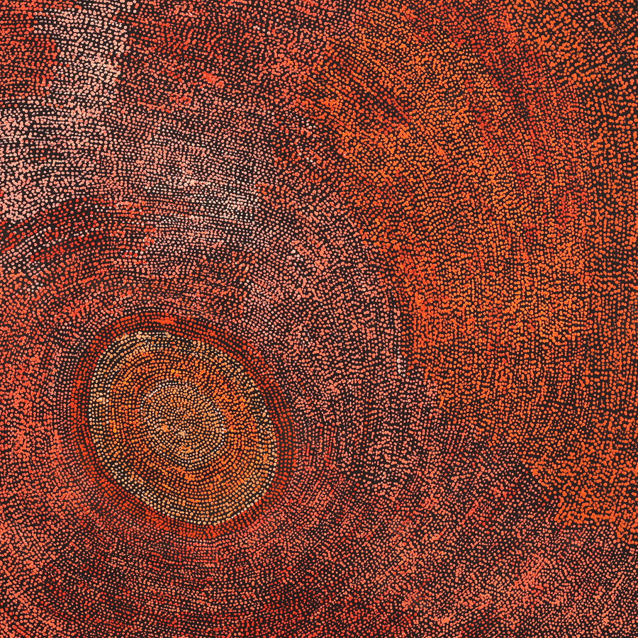Aboriginal Artwork by Sarah Napurrurla Leo, Ngapa Jukurrpa (Water Dreaming) - Puyurru, 122x122cm