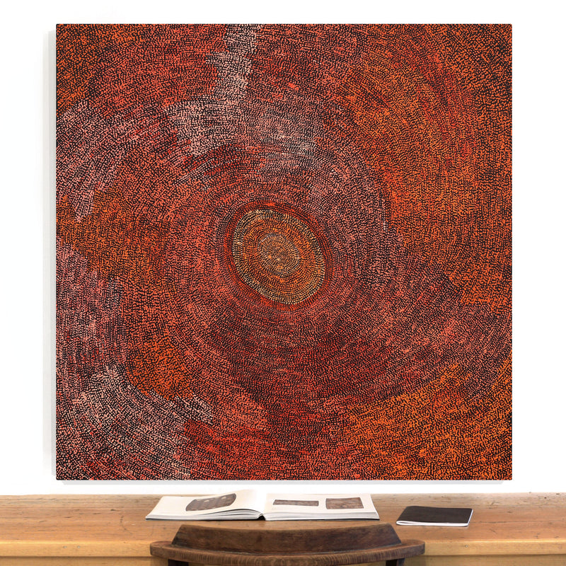 Aboriginal Artwork by Sarah Napurrurla Leo, Ngapa Jukurrpa (Water Dreaming) - Puyurru, 122x122cm