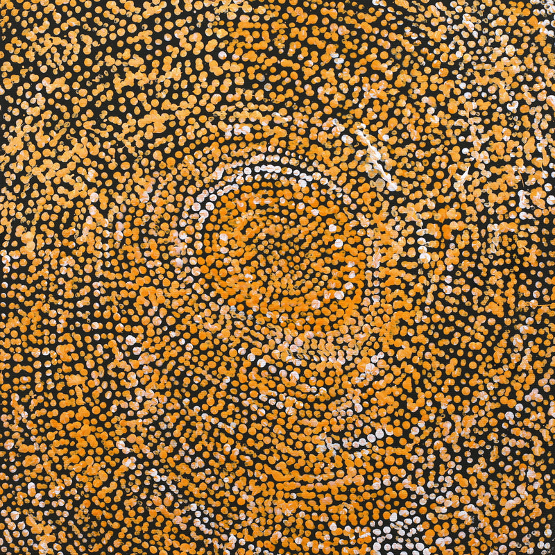 Aboriginal Artwork by Sarah Napurrurla Leo, Ngapa Jukurrpa (Water Dreaming) - Puyurru, 30x30cm