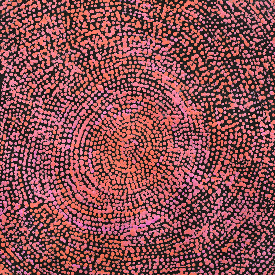 Aboriginal Artwork by Sarah Napurrurla Leo, Ngapa Jukurrpa (Water Dreaming) - Puyurru, 30x30cm