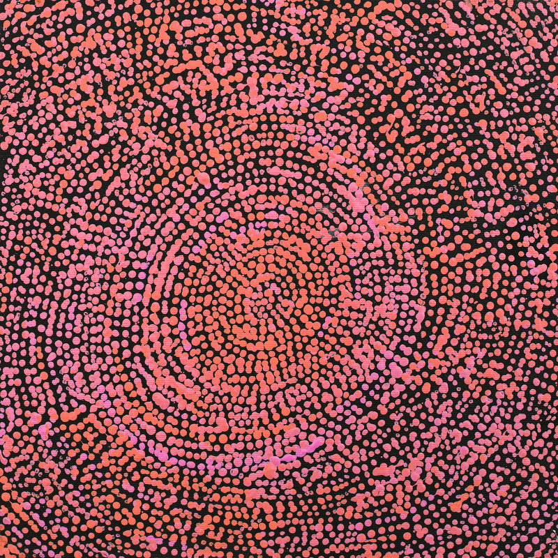 Aboriginal Artwork by Sarah Napurrurla Leo, Ngapa Jukurrpa (Water Dreaming) - Puyurru, 30x30cm