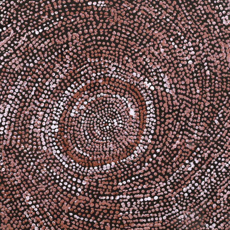 Aboriginal Artwork by Sarah Napurrurla Leo, Ngapa Jukurrpa (Water Dreaming) - Puyurru, 30x30cm