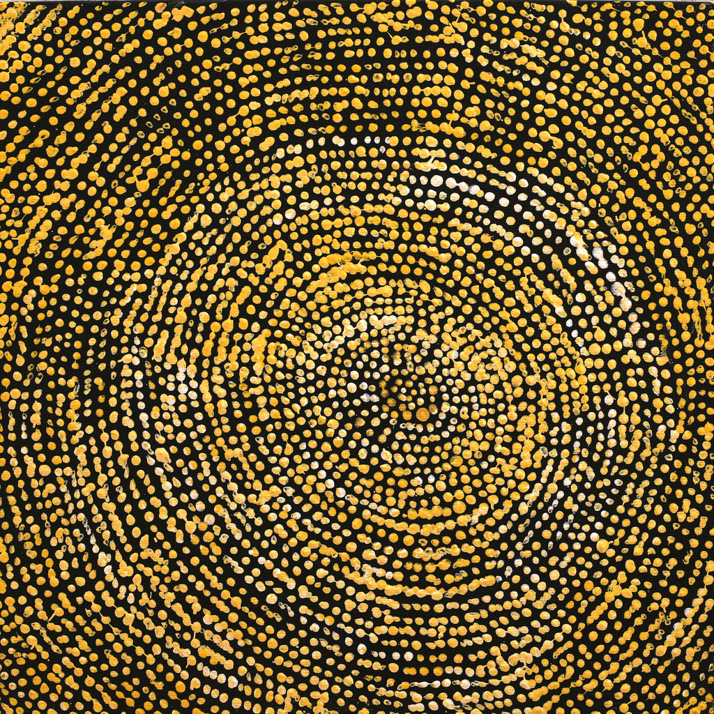 Aboriginal Artwork by Sarah Napurrurla Leo, Ngapa Jukurrpa (Water Dreaming) - Puyurru, 30x30cm
