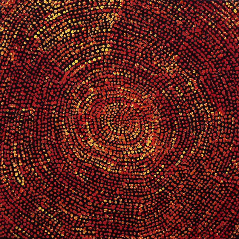Aboriginal Artwork by Sarah Napurrurla Leo, Ngapa Jukurrpa (Water Dreaming) - Puyurru, 30x30cm