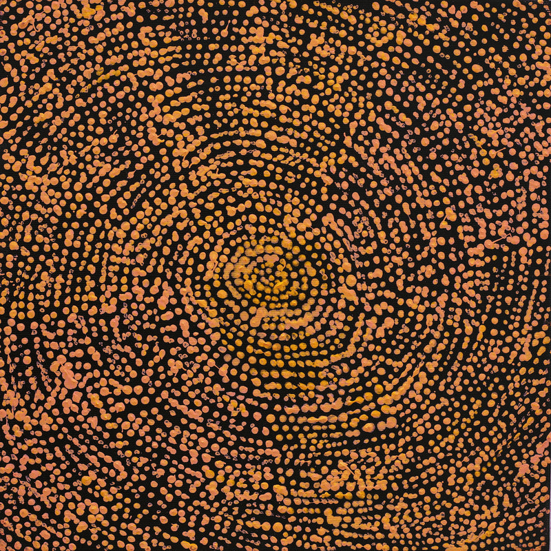 Aboriginal Artwork by Sarah Napurrurla Leo, Ngapa Jukurrpa (Water Dreaming) - Puyurru, 30x30cm
