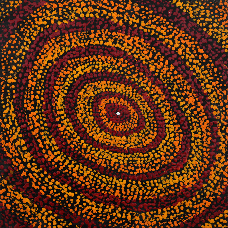 Aboriginal Artwork by Sarah Napurrurla Leo, Ngapa Jukurrpa (Water Dreaming) - Puyurru, 30x30cm