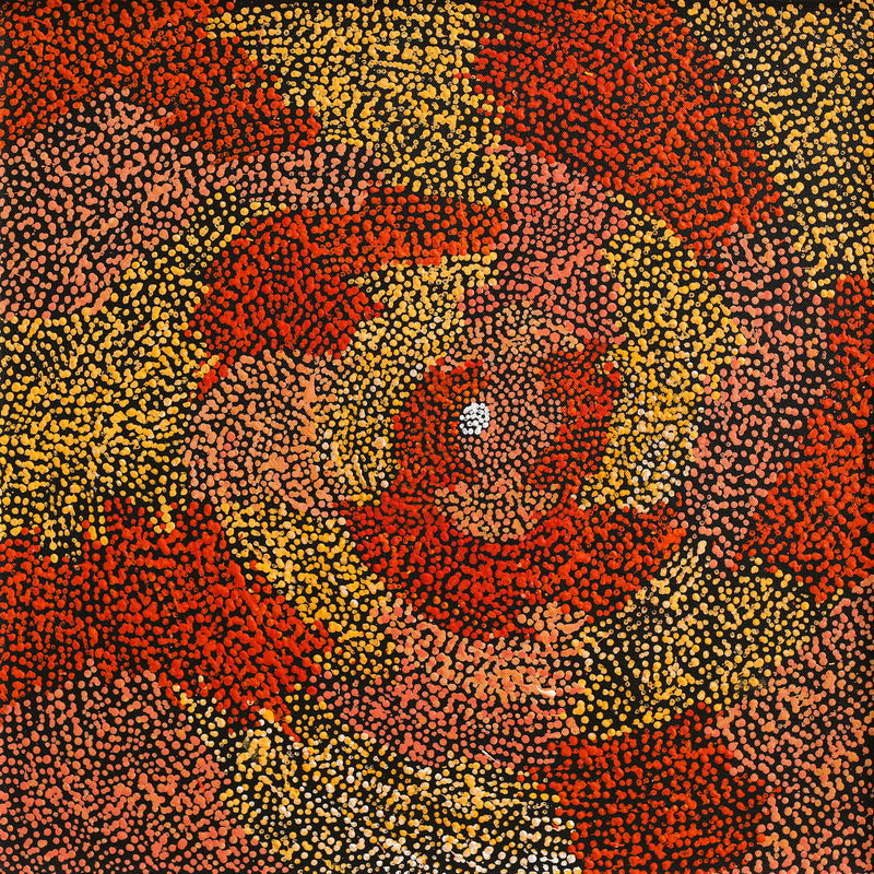 Aboriginal Artwork by Sarah Napurrurla Leo, Ngapa Jukurrpa (Water Dreaming) - Puyurru, 46x46cm