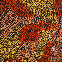 Aboriginal Artwork by Sarah Napurrurla Leo, Ngapa Jukurrpa (Water Dreaming) - Puyurru, 46x46cm