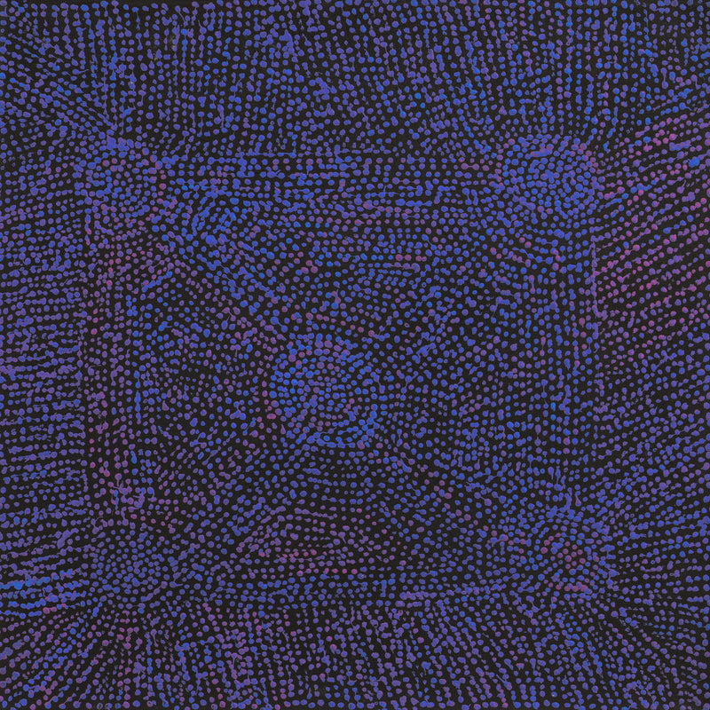 Aboriginal Artwork by Sarah Napurrurla Leo, Ngapa Jukurrpa (Water Dreaming) - Puyurru, 46x46cm