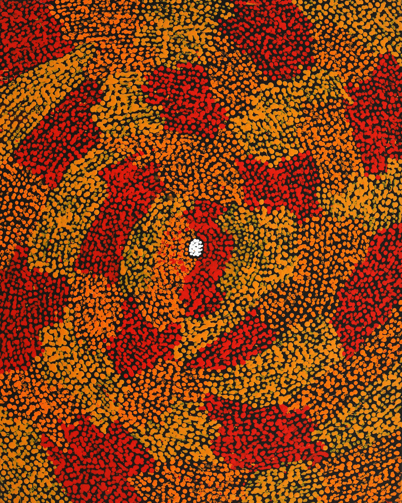 Aboriginal Art by Sarah Napurrurla Leo, Ngapa Jukurrpa (Water Dreaming) - Puyurru, 50x40cm - ART ARK®