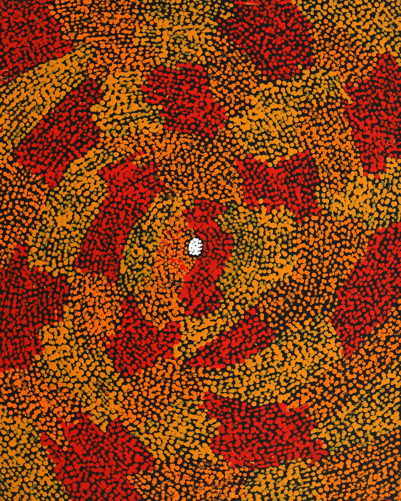Aboriginal Artwork by Sarah Napurrurla Leo, Ngapa Jukurrpa (Water Dreaming) - Puyurru, 50x40cm