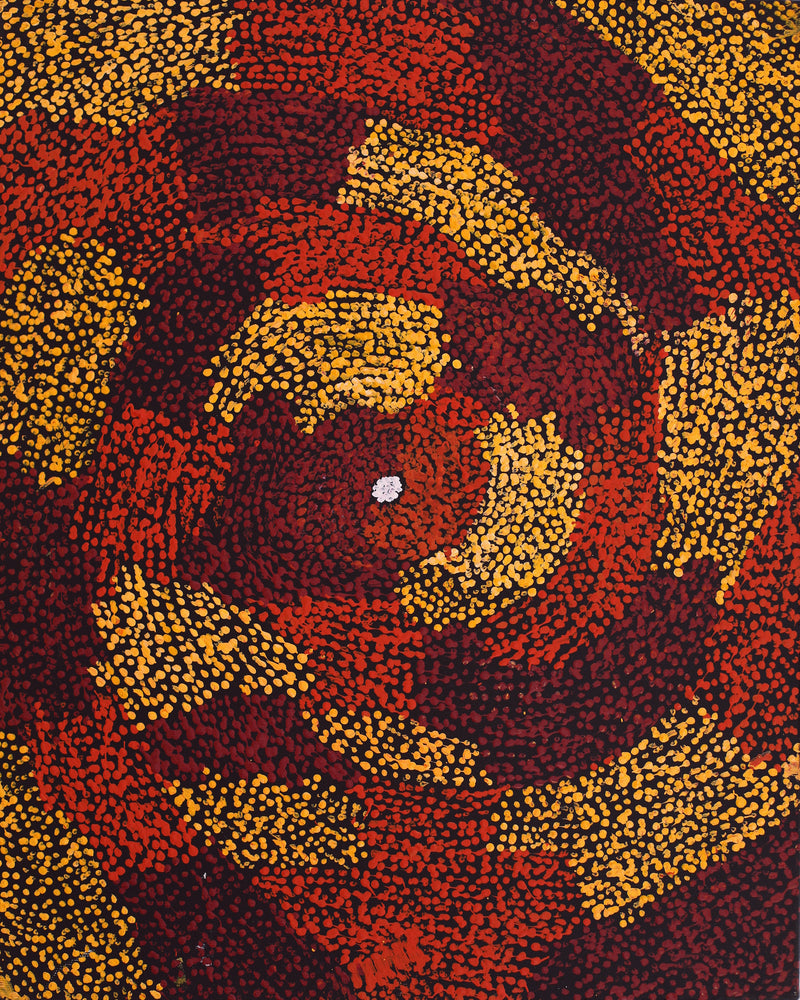 Aboriginal Artwork by Sarah Napurrurla Leo, Ngapa Jukurrpa (Water Dreaming) - Puyurru, 50x40cm
