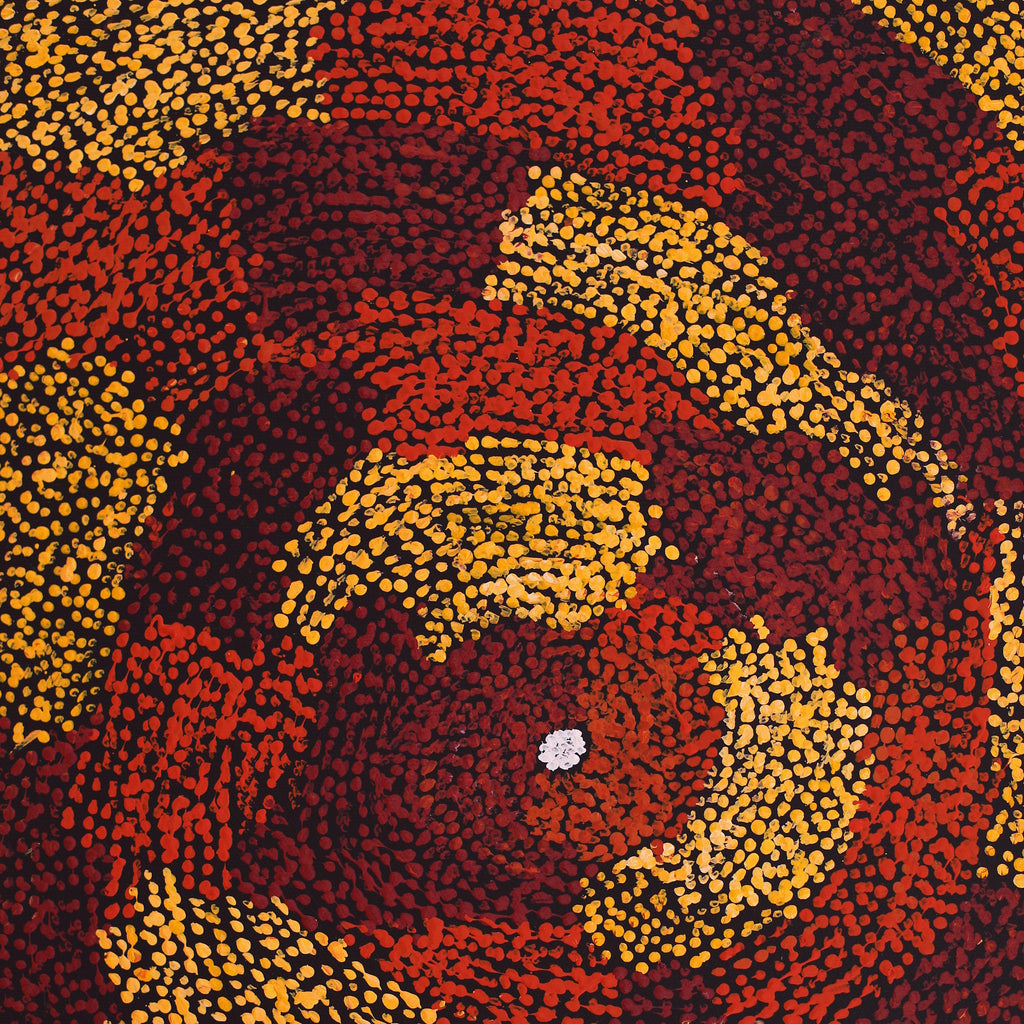 Aboriginal Artwork by Sarah Napurrurla Leo, Ngapa Jukurrpa (Water Dreaming) - Puyurru, 50x40cm